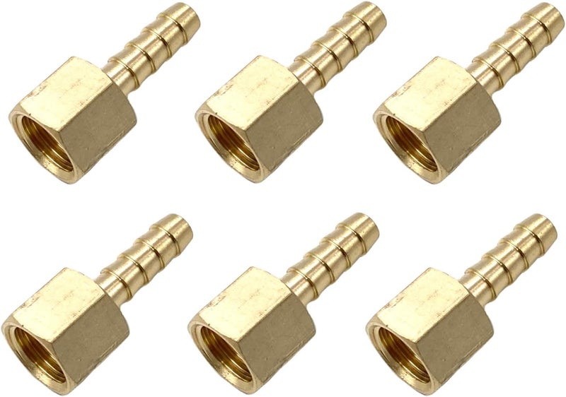 Bumugufu 6 Pcs Brass 1/4" NPT Female to 1/4" Barb Air Hose Fittings, 1/4" FNPT to Barb Fitting Adapter Connectors for Compressor, Fuel, Oil, Gas - Image 5